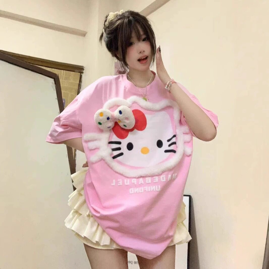 HelloKitty植绒蝴蝶结短袖T恤
