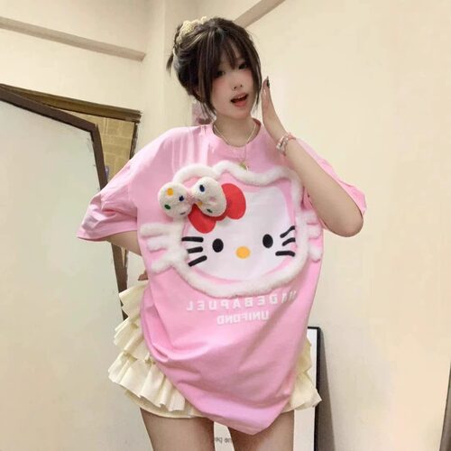 HelloKitty植绒蝴蝶结短袖T恤