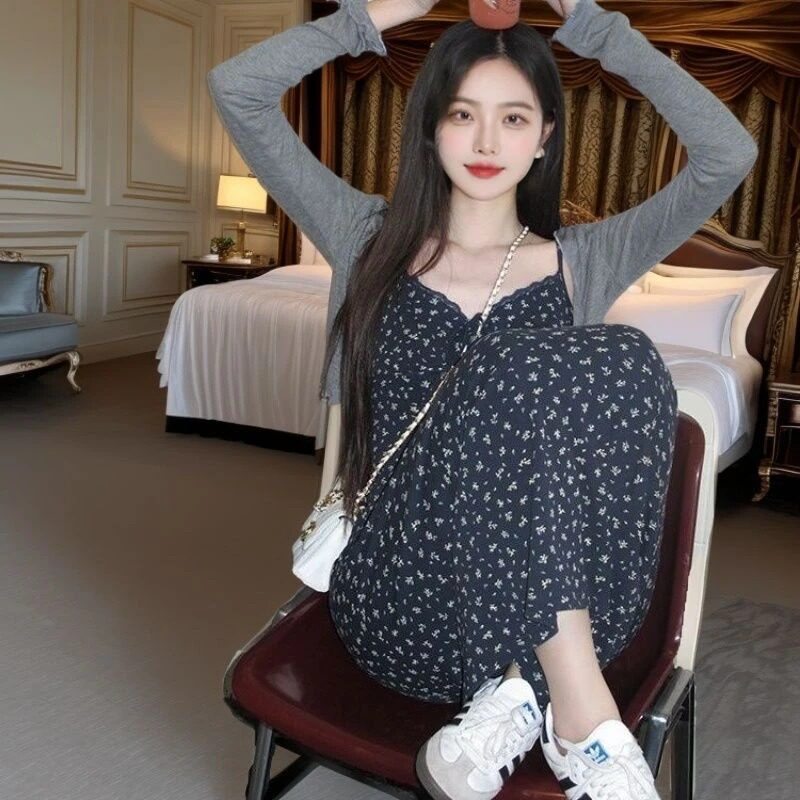 韩版显瘦吊带裙套装女春夏