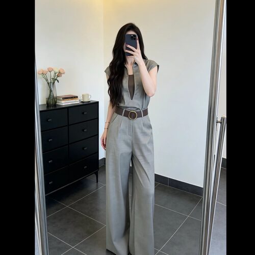 夏季韩系高腰阔腿显瘦套装女