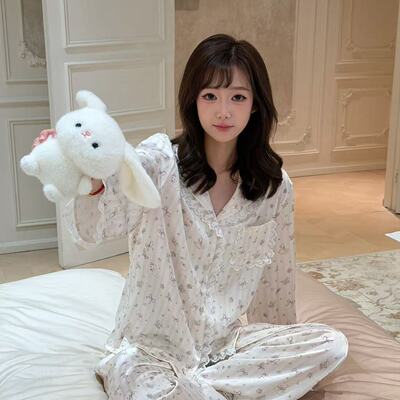 仲夏密码睡衣女冰丝长袖宽松舒适
