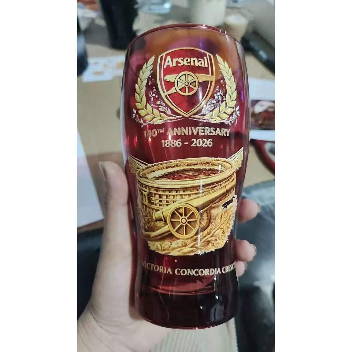 独立站跨境杜卡迪100周年品脱杯啤酒杯旗帜款425ml彩瓶玻璃酒瓶