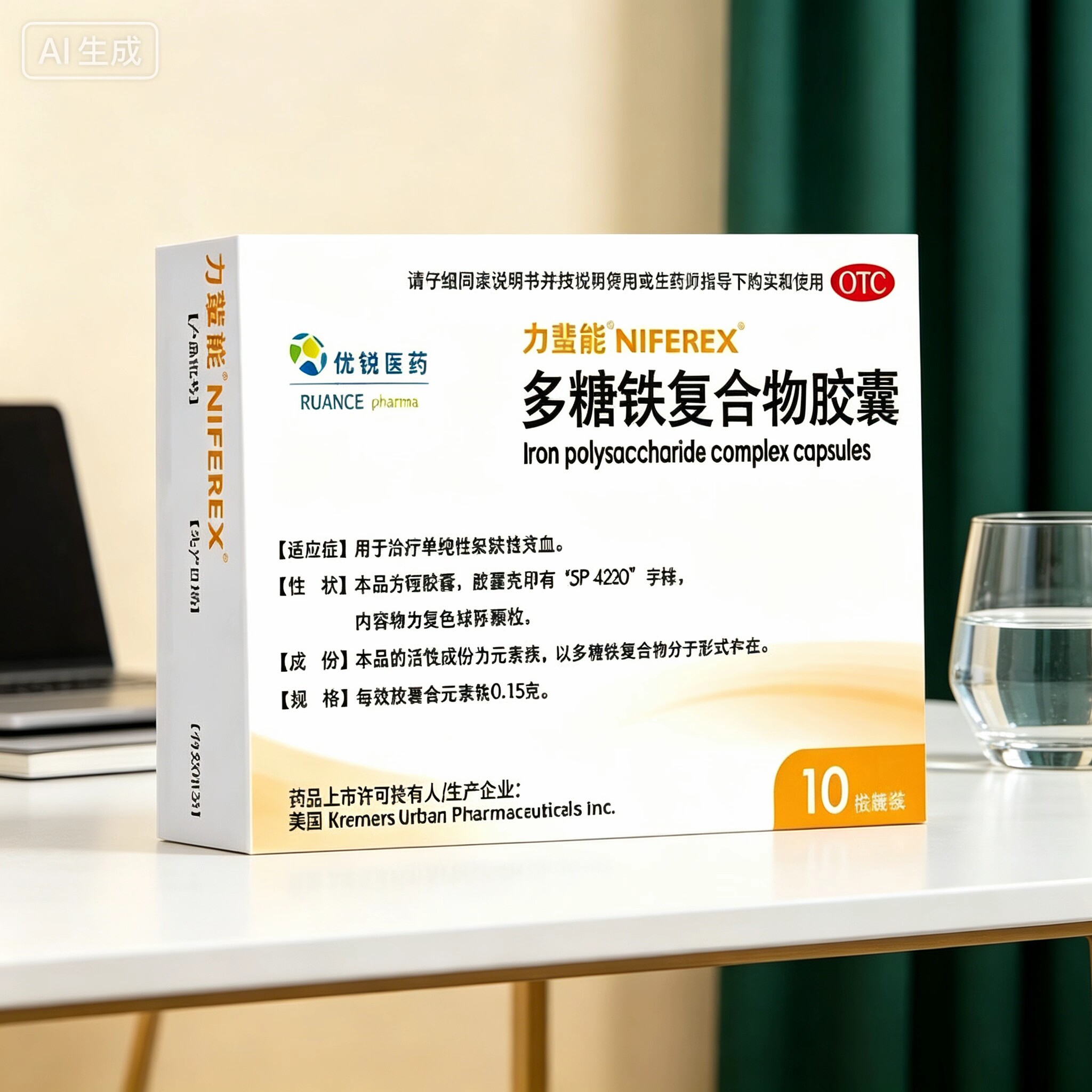力蜚能多糖铁复合物胶囊10粒治疗单纯性缺铁性贫血进口孕妇补铁