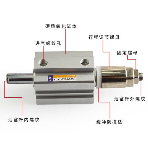 气动薄型大推力调节行程气缸SDAJ63X30-20B SDAJS80X75-S-25 100B