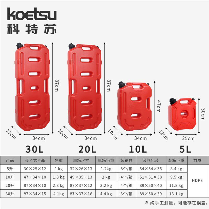 KOETSU科特苏船外机船艇加厚车载油箱汽车摩托车备用桶防爆防静电