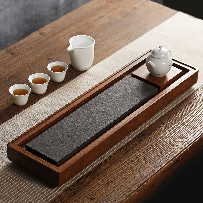 简约重竹乌金石茶盘 日式大号干泡茶台 现代家用功夫茶具实木茶海