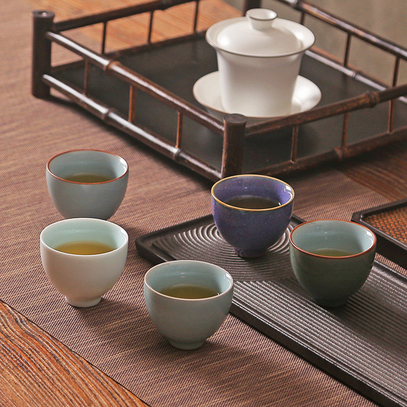 五大名窑品茗杯 功夫陶瓷茶具套装 主人杯茶杯汝窑开片建盏小杯子