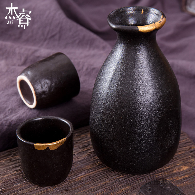 日式酒具套装和风家用仿古日本小酒盅传统白陶瓷烧酒壶描金清酒杯