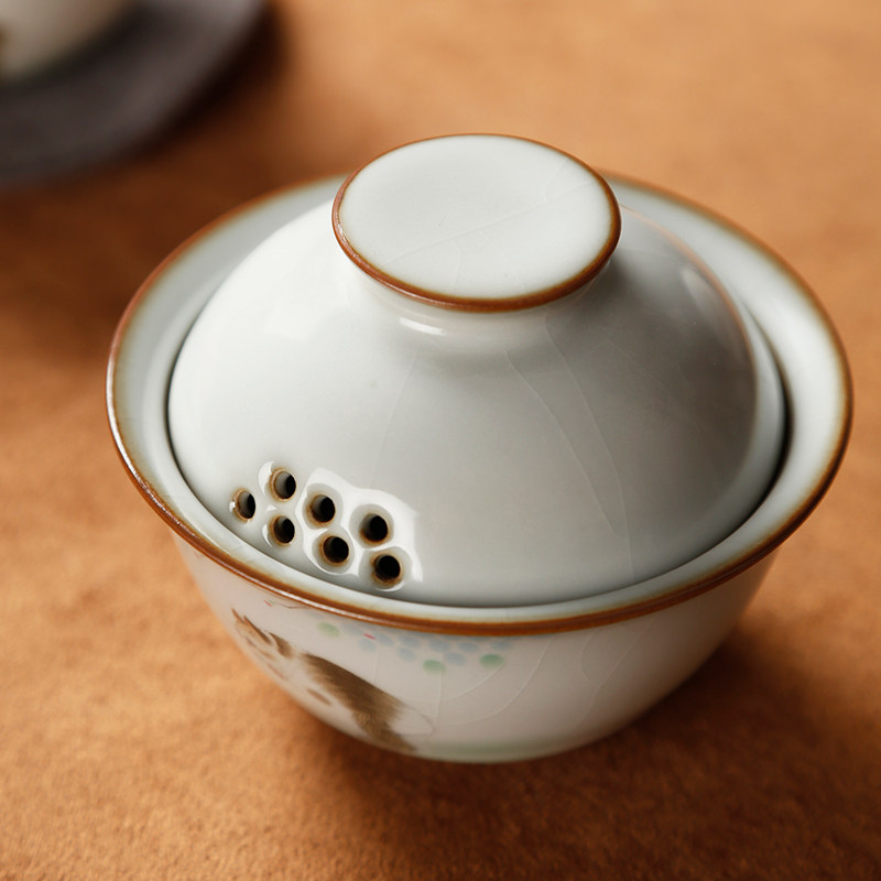 汝窑一壶一杯陶瓷快客杯旅行家用便携套装随身包泡茶单人茶包小