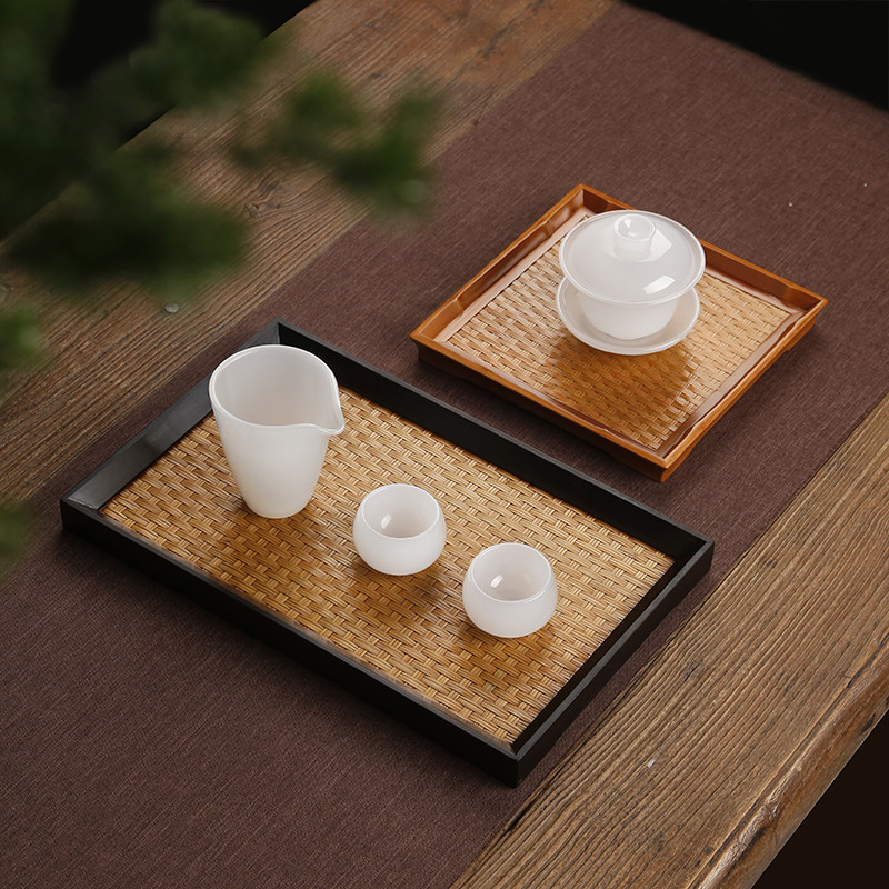 令竹 手工中式竹编茶盘 干泡台茶具奉茶托盘实木家用茶台茶海垫子