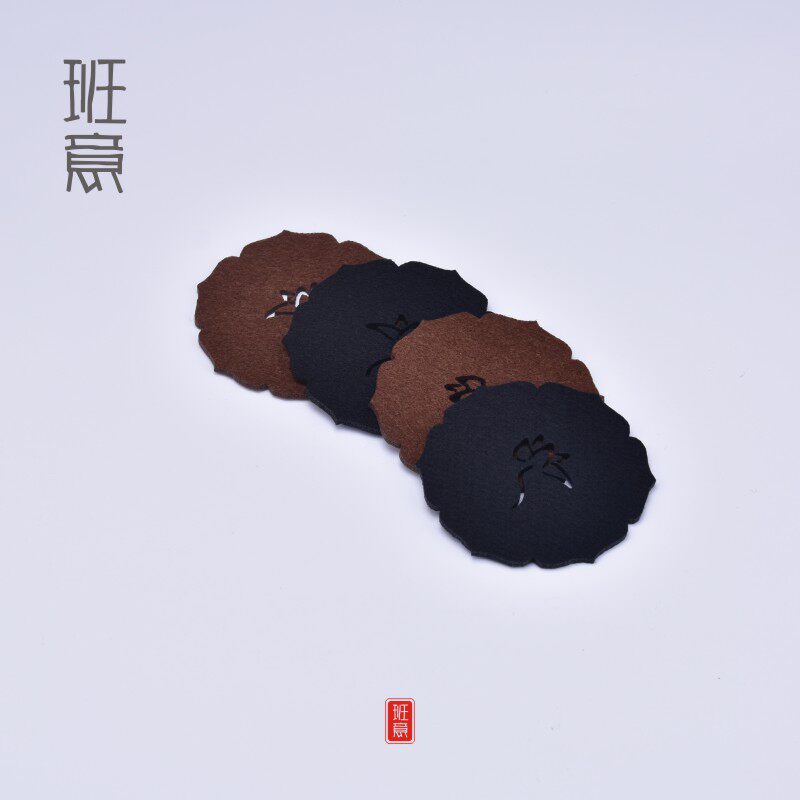 班意毛毡杯垫 莲花纹养壶垫吸水性强 防磕垫片 手工茶垫 茶道配件
