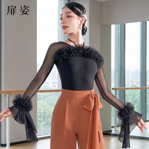 扉姿 高端品牌摩登舞上衣新款时尚国标舞服交谊舞华尔兹舞衣F1320