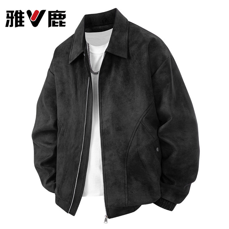 雅鹿秋季新款美式潮流工装夹克男式休闲立领外套
