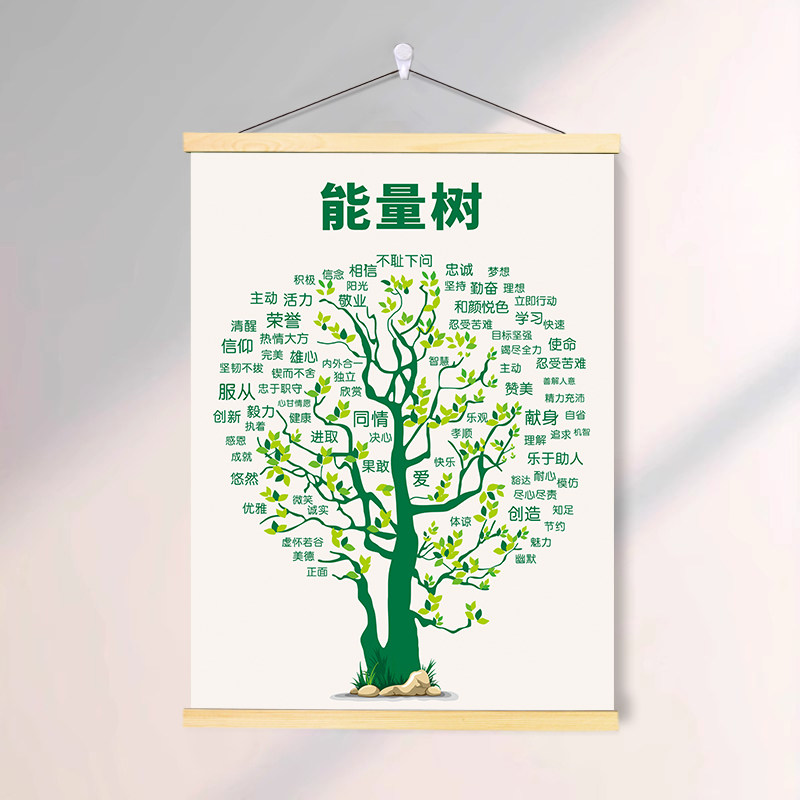 励志积极心态能量树卷轴挂画