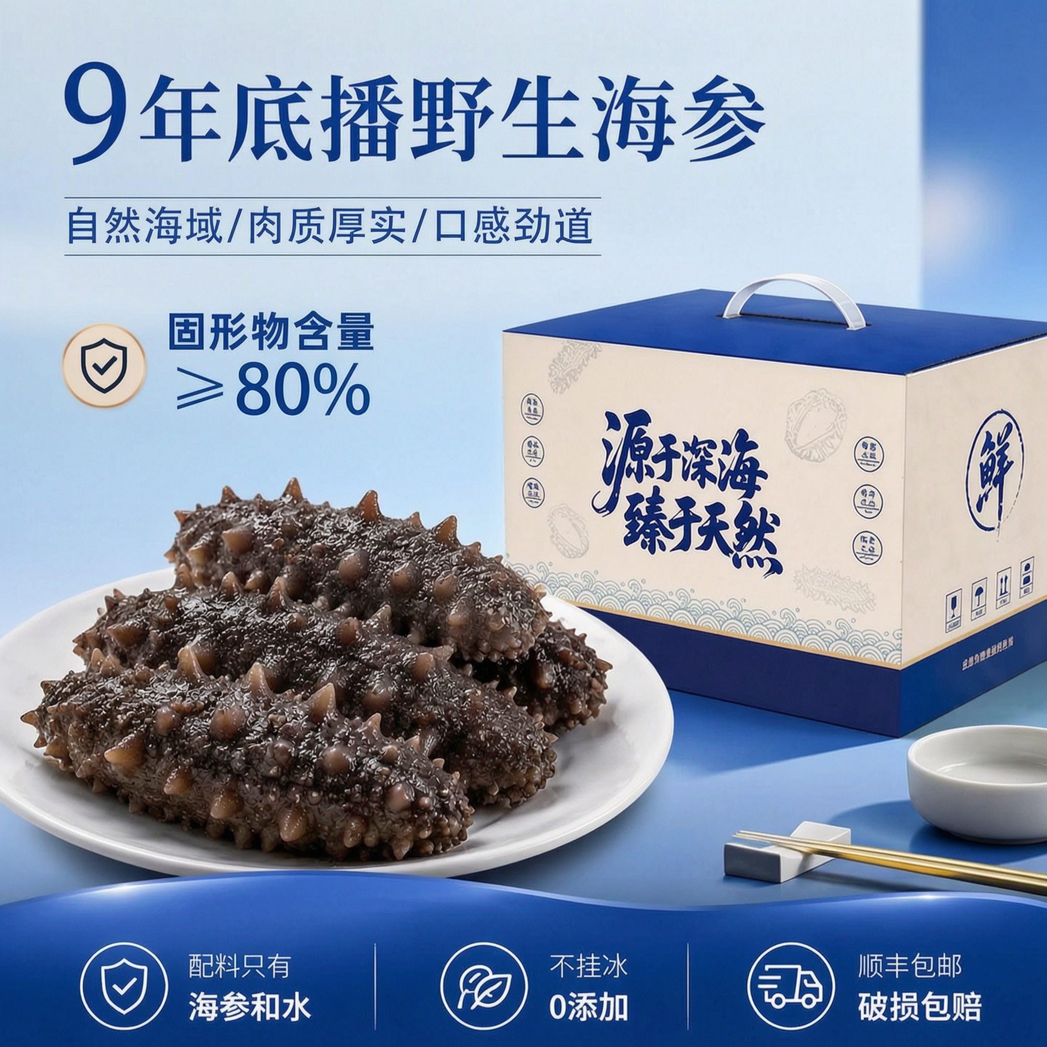鲜即食海参大连辽宁鲜食鲜活开袋即食海参独立包装一斤官方旗舰店