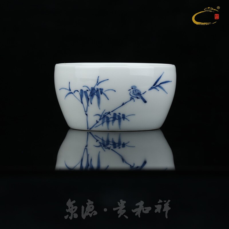 京德贵和祥人气手绘青花功夫杯景德镇高温陶瓷茶具主人杯子单杯缸图片