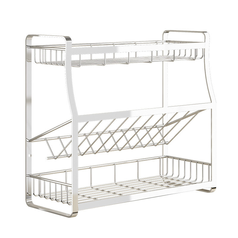 304不锈钢置物架落地调料架子斜厨房架放醋收纳酱油架佐料调味瓶