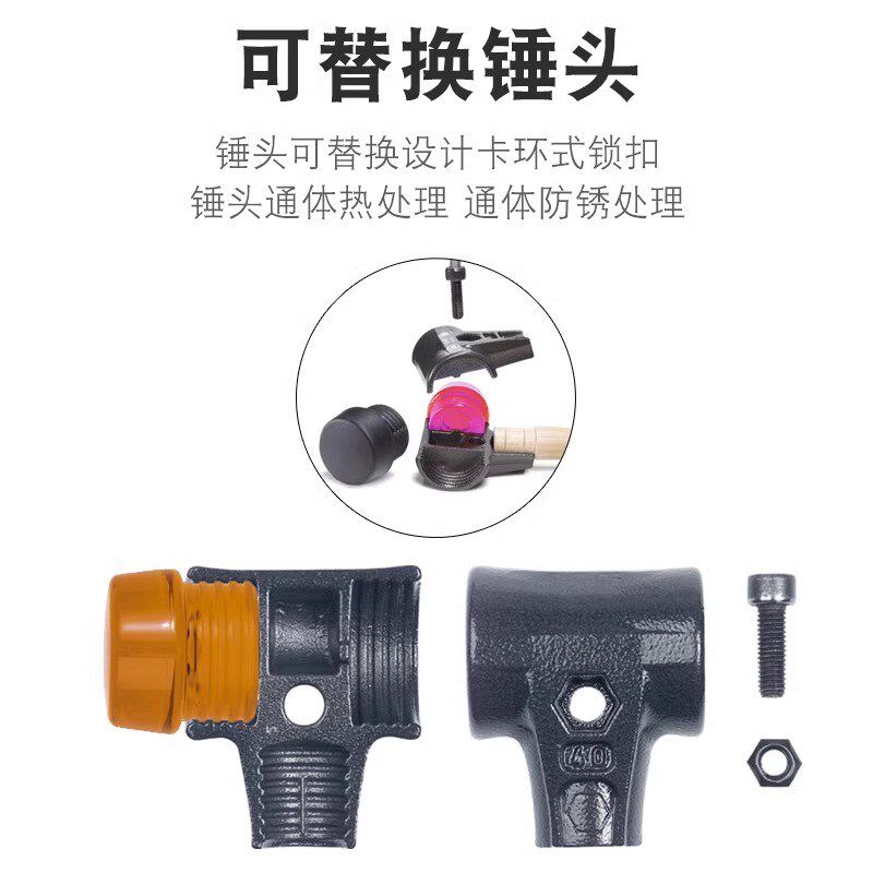 德国Wiha威汉无弹力橡皮锤多功能电工地砖装修尼龙安全软面锤榔头