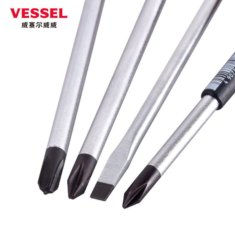 日本威威进口十字一字葫芦手柄螺丝刀批改锥起子穿心敲击加磁220