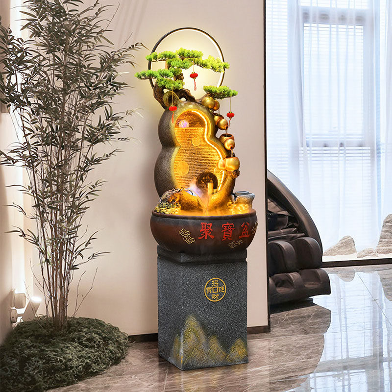 招财假山创意造景流水摆件装饰品落地水幕墙循环水景喷泉开业礼物