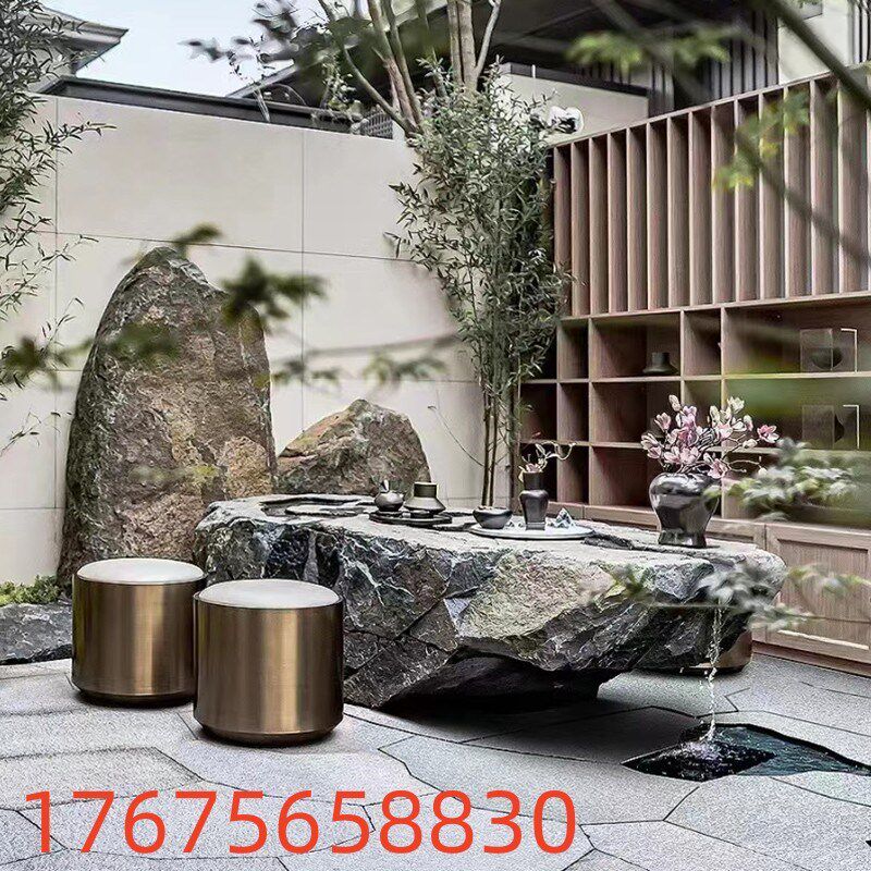 中国黑景观石天然黑山石原石不规则庭院造景石别墅园林售楼处定制