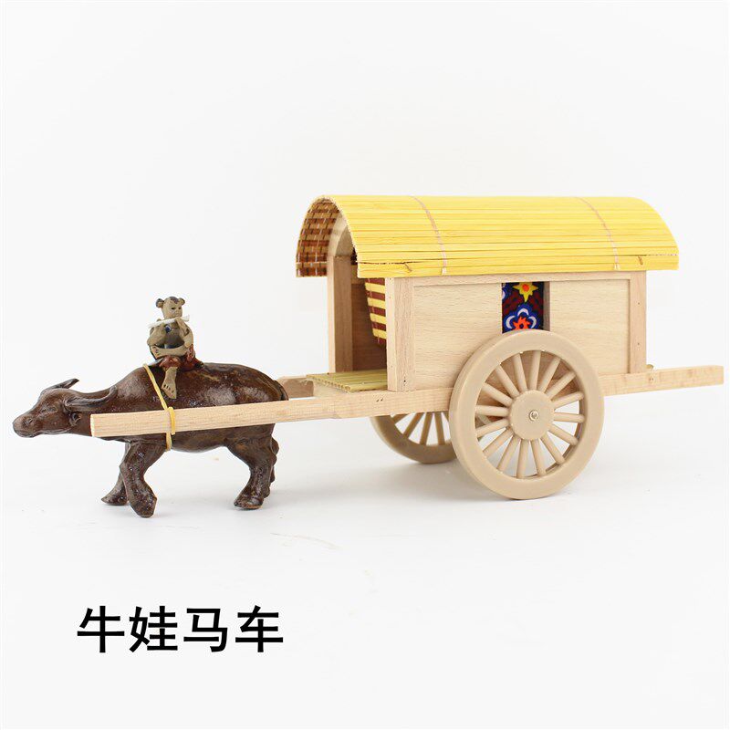 木制工艺品牛拉马车模型家居装饰摆件实木手工创意活动礼品包邮