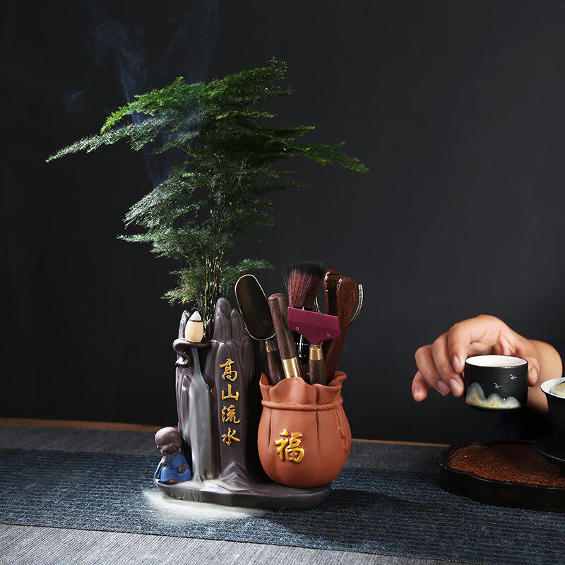 茶具配件大全茶道六君子套装喝茶用品纯铜夹子倒流香台桌泡茶工具