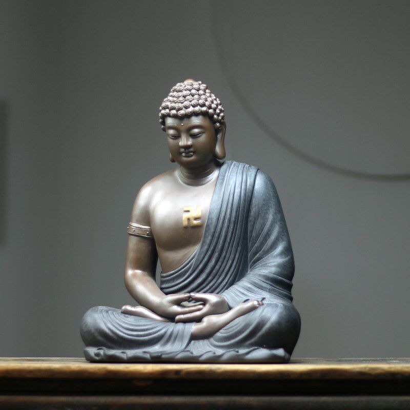 禅意释迦牟尼佛大号陶瓷如来佛像摆件中式茶室会所玄关装饰品摆设