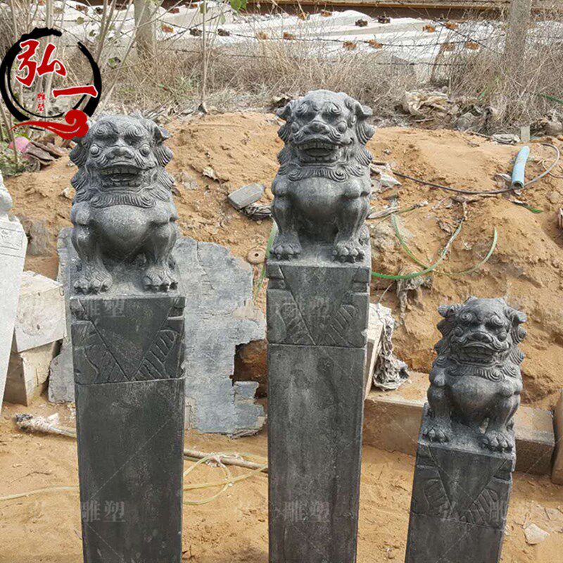 石雕拴马桩仿古做旧青石栓马柱十二生肖貔貅四神兽招财庭院摆件