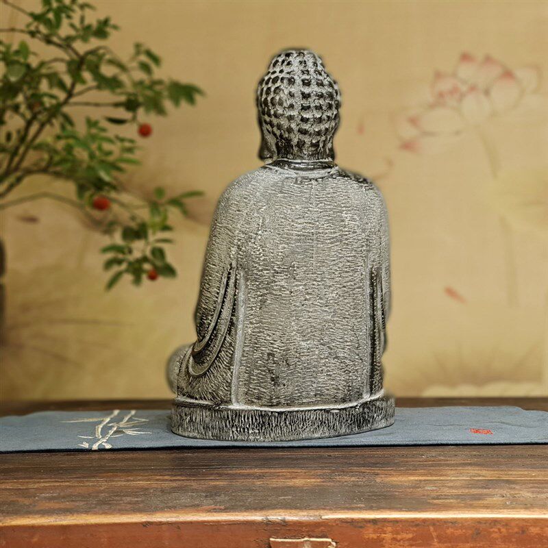 大日如来坐禅佛石雕青石佛像禅意仿古摆件茶室会所桌面造景装饰