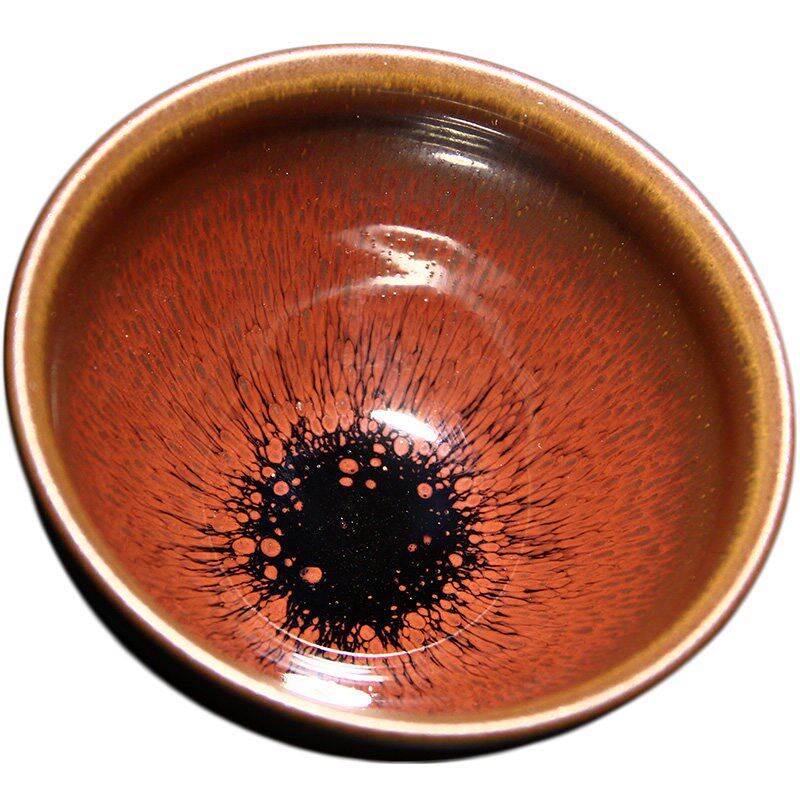 叶礼旺建盏鸿运兔毫茶盏 手工红釉兔毫红兔毫主人杯