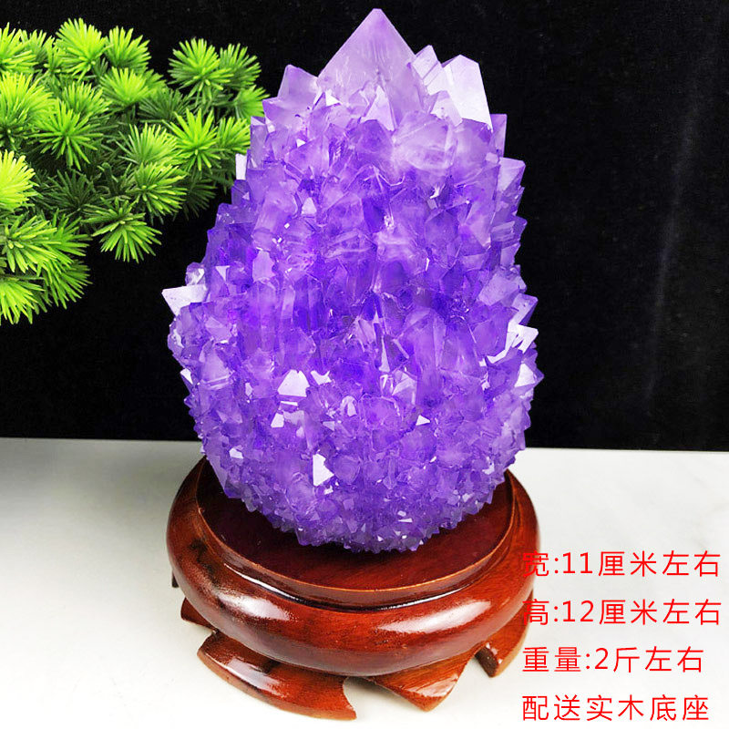 新款DIY工艺品观赏石明矾晶体圆形底座创意家居装饰客厅玄关摆件