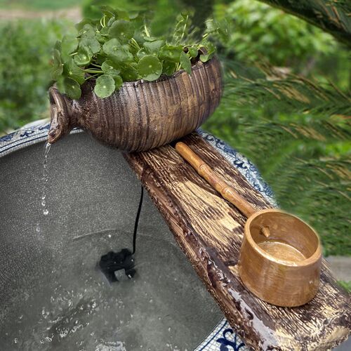 创意葫芦陶罐流水器鱼缸循环过滤陶瓷流水摆件水缸石槽水景搭配造