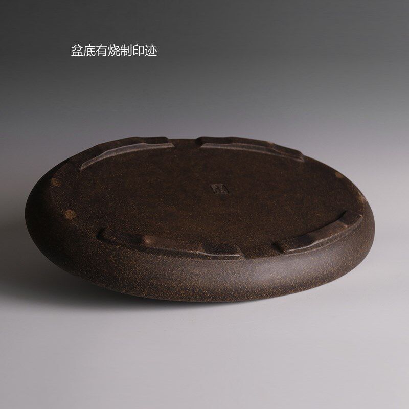 宜兴紫砂花盆无孔盆椭圆假山吸水石精品古典古铜泥手工菖蒲盆景盆