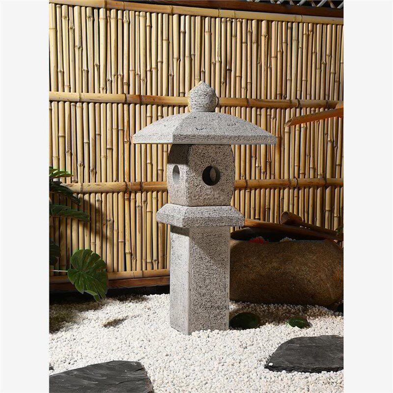 石灯笼日式庭院仿古中式太阳能石灯户外石头灯塔景观电石灯雕摆件