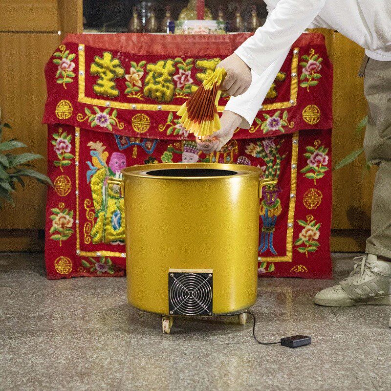 不锈钢无烟烧金桶家用小号烧纸钱桶化元宝盆锡箔烧经桶室内焚化炉