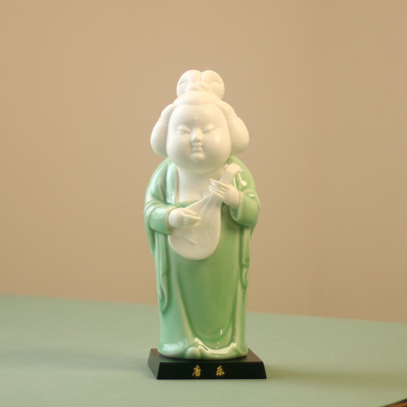 唐乐国风古典陶瓷摆件乐器人物装饰品工艺品电视柜家居桌面可爱