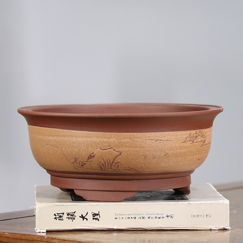 宜兴紫砂兰花盆陶盆花瓶老桩多肉种菜清仓特价特大号盆景盆陶瓷