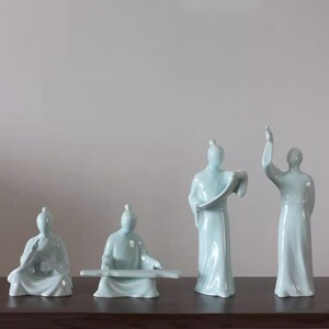 琴棋书画中式古典中国风人物陶瓷摆饰书房博古架家居装饰品工艺礼