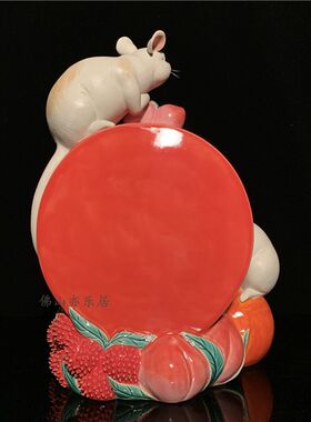 石湾公仔陶瓷十二生肖鼠年老鼠摆件新居乔迁家居装饰拜年商务礼品