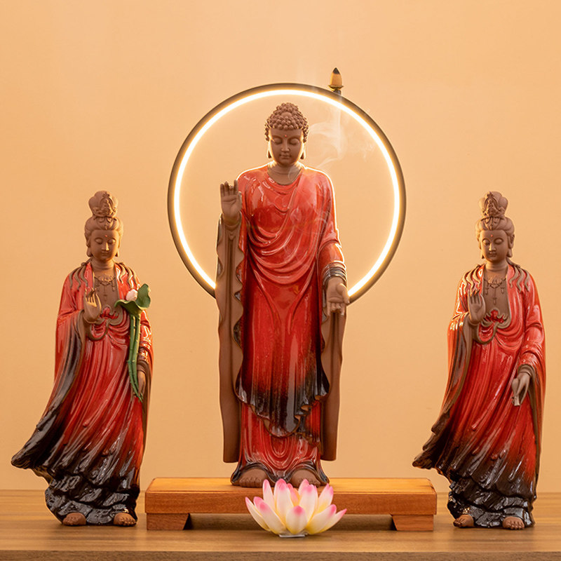 陶瓷大日如来佛祖释迦摩尼佛像摆件阿弥陀佛客厅玄关装饰镇宅摆设