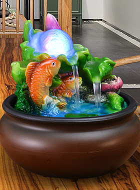 玉白菜聚福招财摆件循环流水喷泉风水球家居装饰品办公室桌面摆设