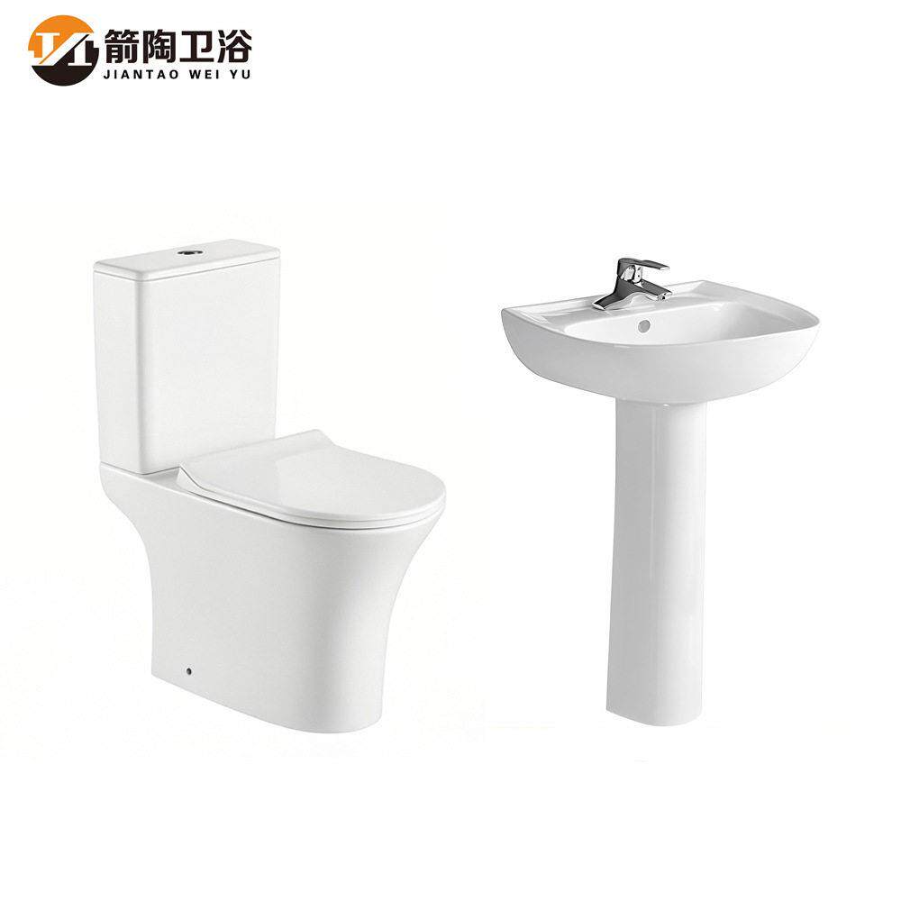 中东非洲外贸出口地排横排分体马桶卫生间坐厕冲落式座便器工程