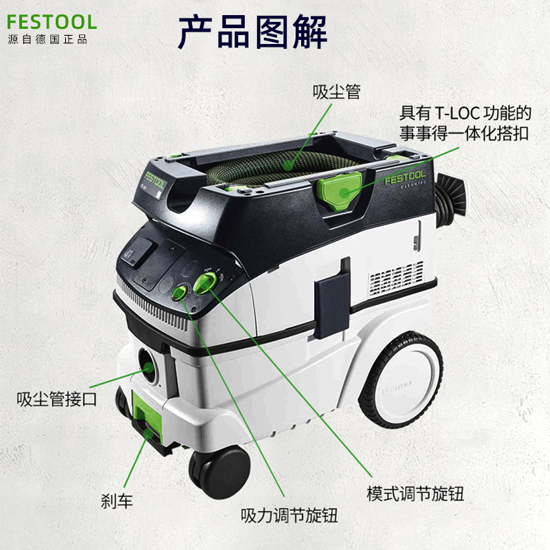 费斯托无刷干磨机电动气动有刷偏心抛光机吸尘器套装打磨机集尘管