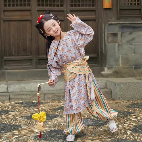 2026新款原创女童汉服唐制圆领袍改良儿童中国风古风摄影演出古装