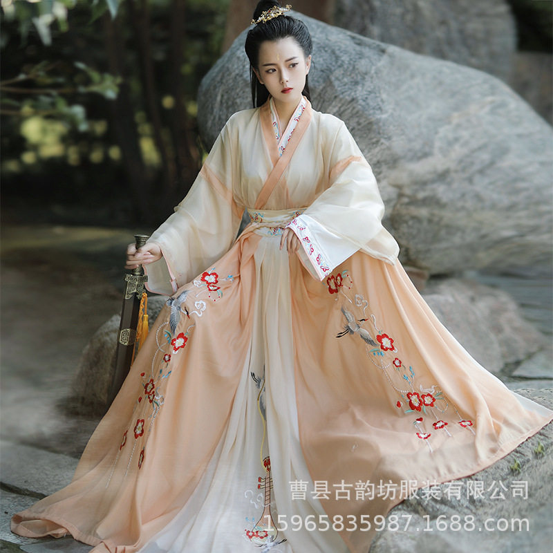 2026新款白鹤忘机正品原创汉服女中国风古装大襟交领齐腰襦裙春秋