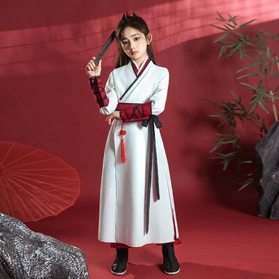 2026新款儿童汉服女童花木兰cos服装仙侠风女孩剑客飞鱼服侠客
