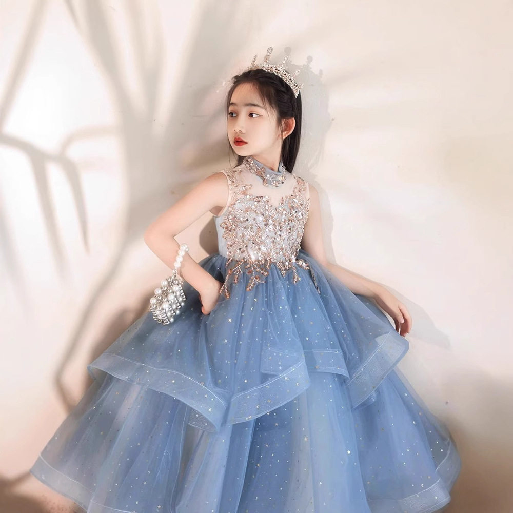 2026新款小主持人女童礼服端庄大气轻奢小众法式走秀钢琴演奏蓬蓬图片