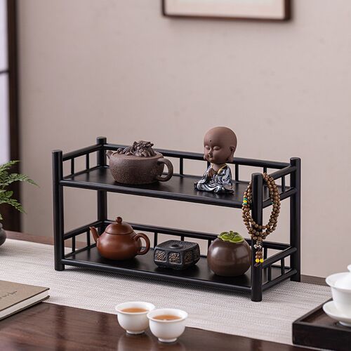 茶宠摆件茶杯茶壶置物架小博古架小型桌面茶台盘多层展示收纳摆设