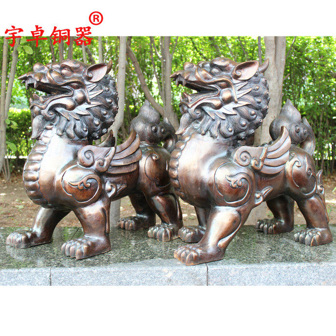 宇卓铜器四脚着地独角貔貅工艺品摆件 纯铜貔貅黄铜貔貅